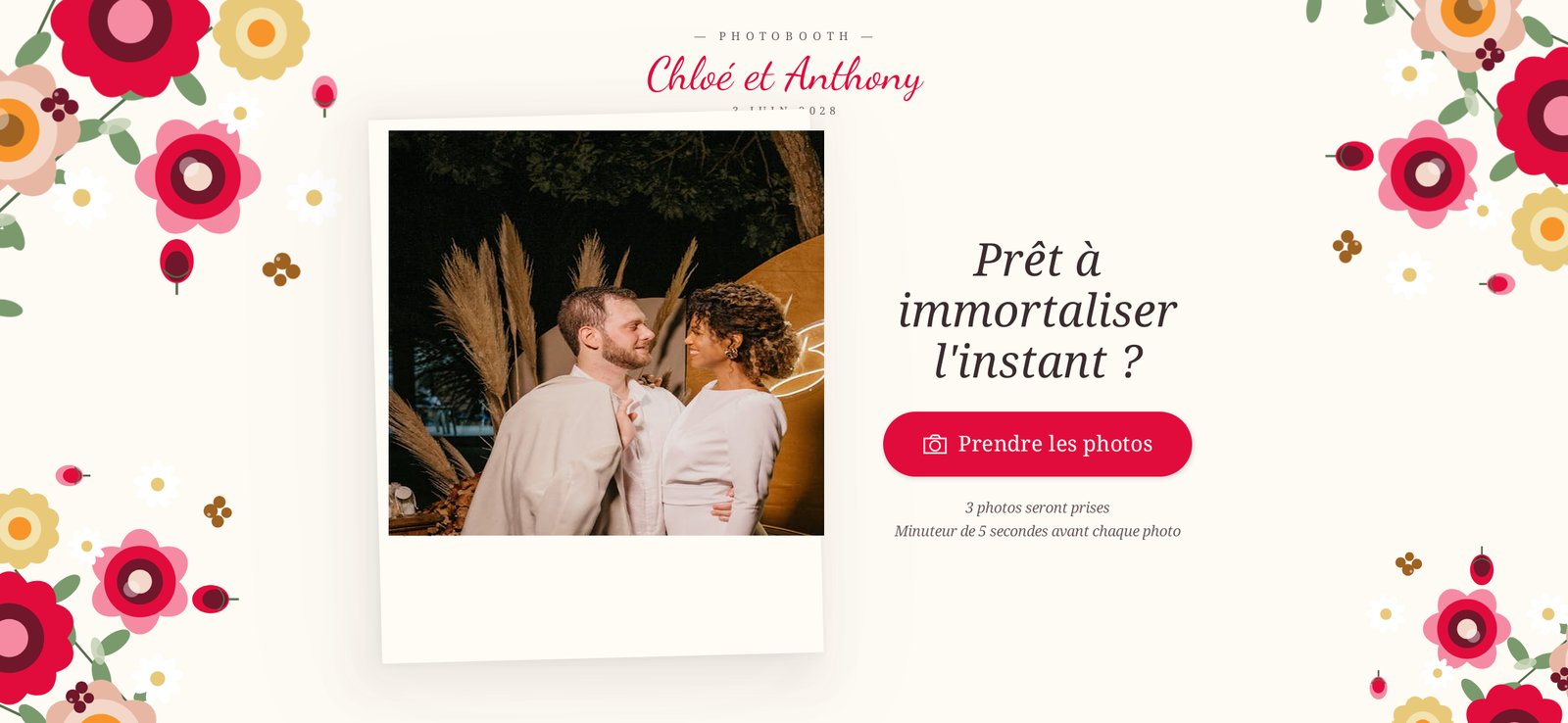 Écran de mise en place avant la photo